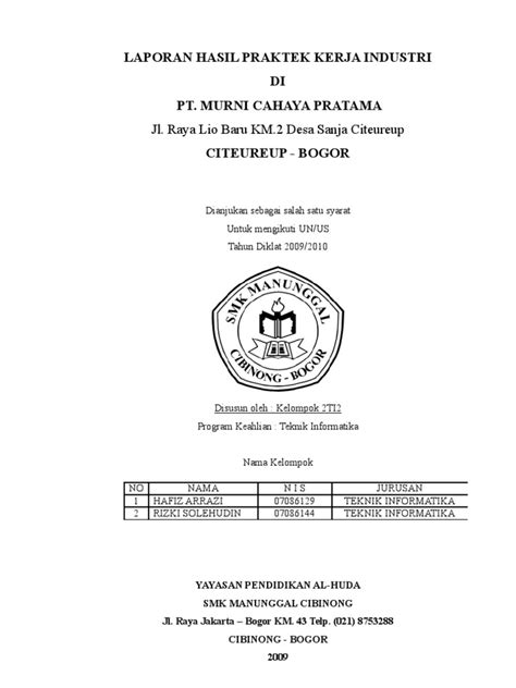 Contoh Cara Membuat Laporan Magang SMK Jurusan TKJ